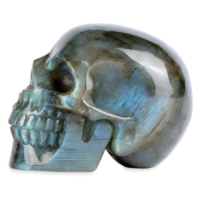 3" Labradorite Crystal Skull Figurine Carved Halloween Human Skeleton Head Energy Healing Stone Statue Sculpture Ornaments Aoxily CHN, Inc. All Rights Reserved.