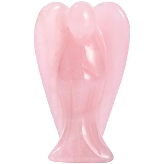 Aoxily Rose Quartz Crystal Angel Figurine Peace Angel Statue Angel Healing Statue Pocket Guardian Healing Stone 2 Inches