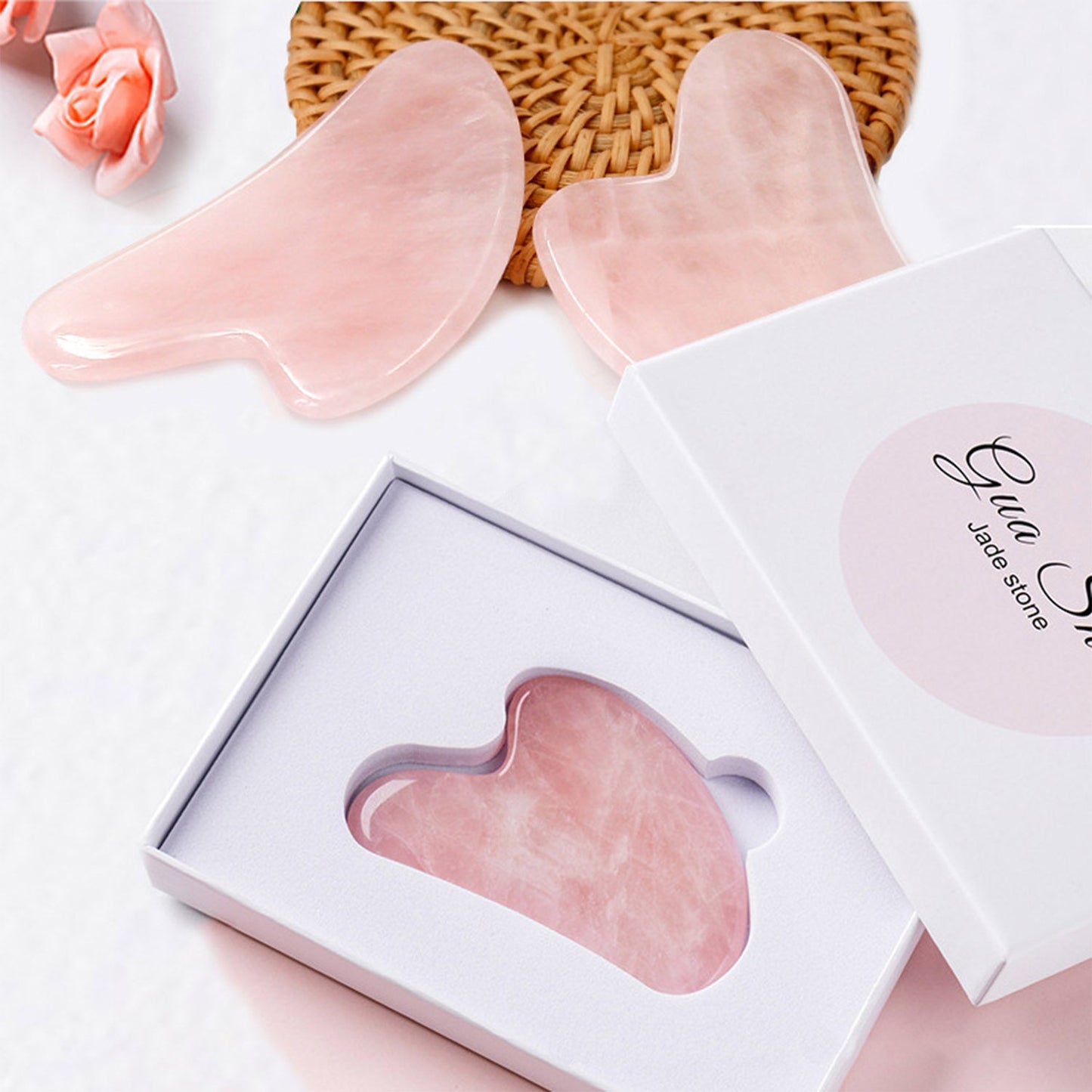 AOXILY Rose Quartz Gua Sha Tool Aoxily CHN, Inc. All Rights Reserved.
