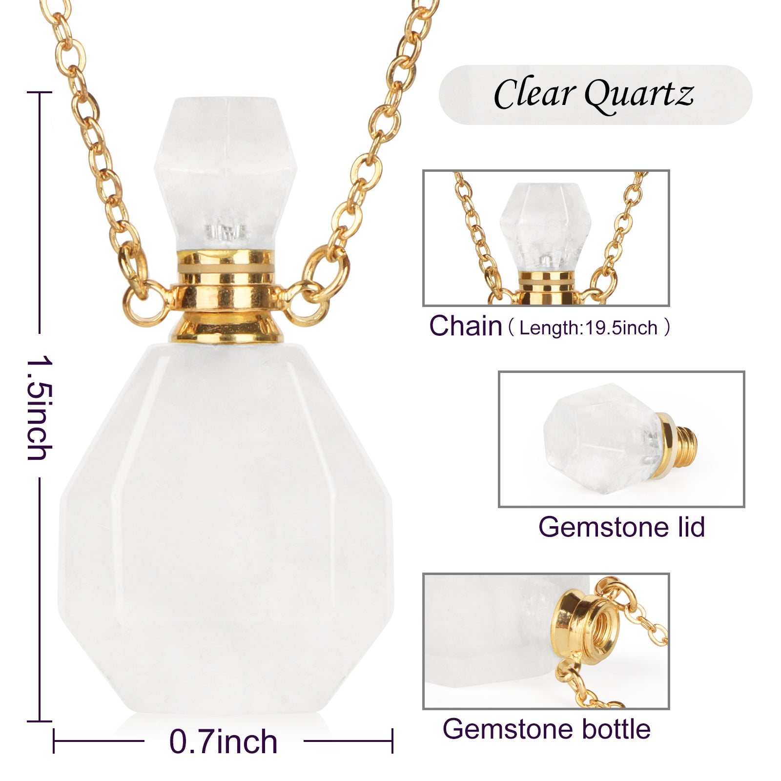 Essential Oil Diffuser Necklace for Women Aromatherapy Locket Anxiety Relief Necklace Perfume Bottle Pendant with Chain Gemstone Jewelry Aoxily CHN, Inc. All Rights Reserved.